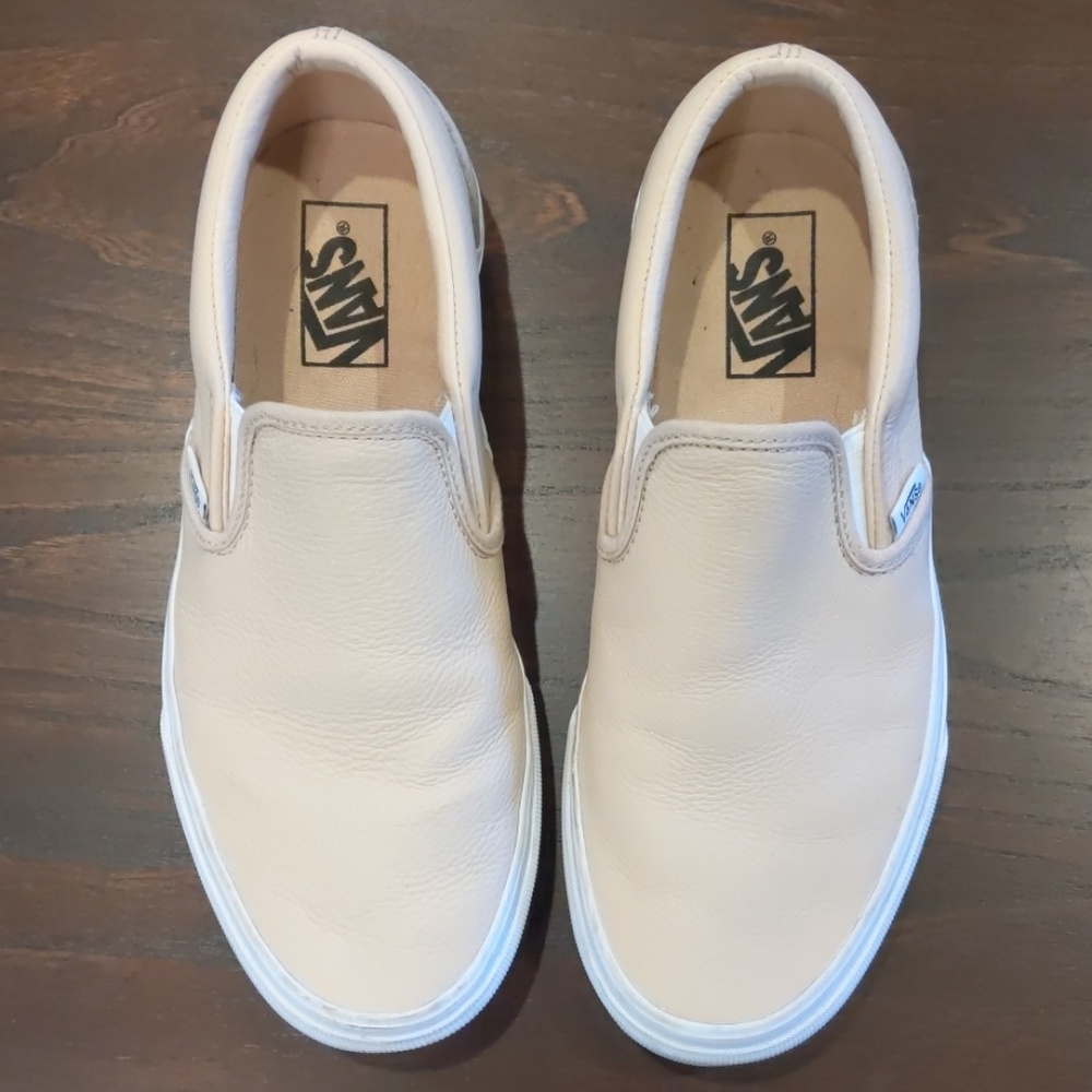Pink Vans Leather Slipons Women's sz 8.5